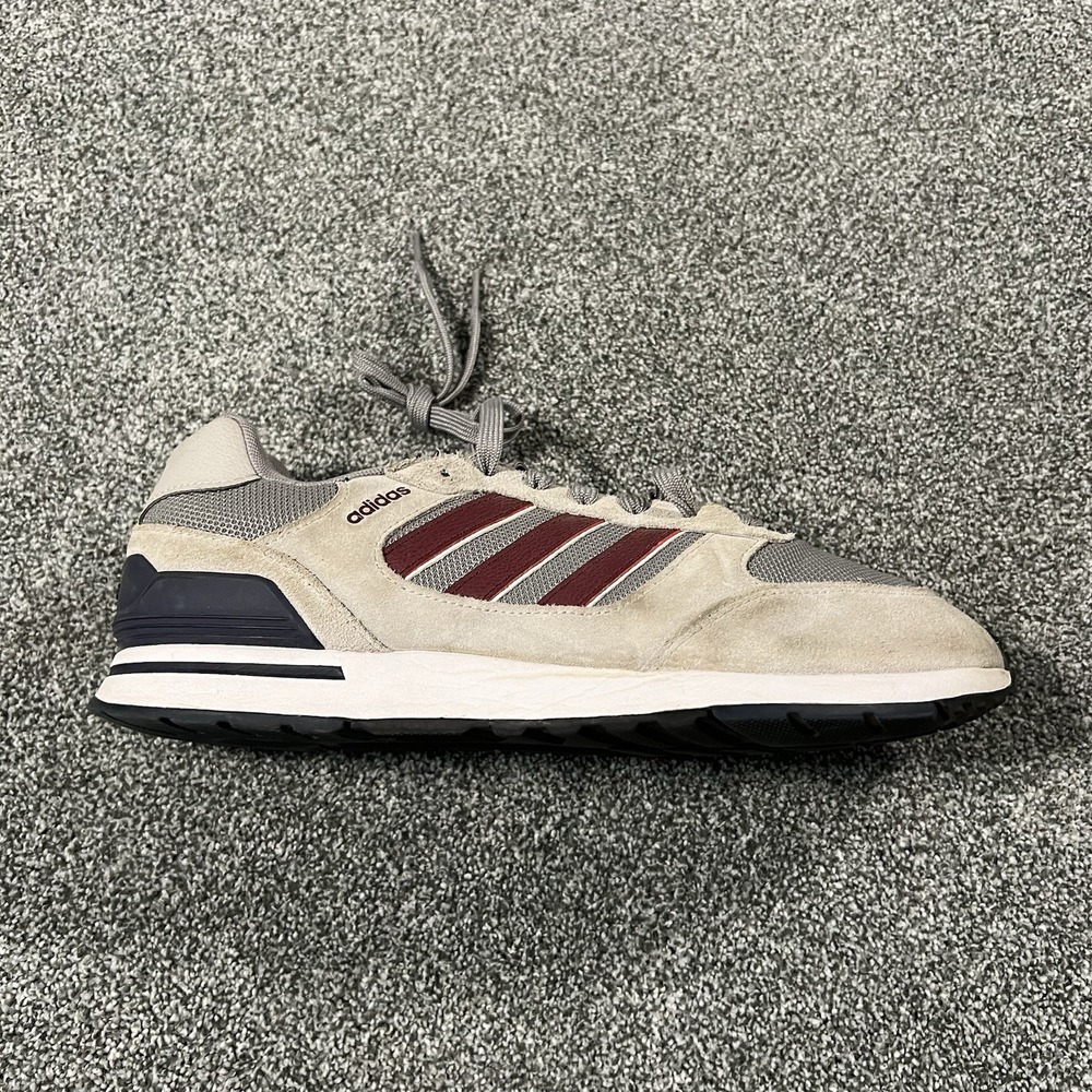 adidas Run 84 Beige Burgundy Gray Suede Lifestyle Sneakers Men’s Size 11